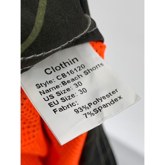 CLOTHIN Men's lack-Green Square Print Pull-On Swim Board Shorts SZ 30 - Picture 11 of 12